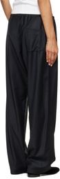 ssstein Black Wool Silk Drawstring Easy Trousers