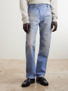 424 - Moto Straight-Leg Leather Trousers - Blue
