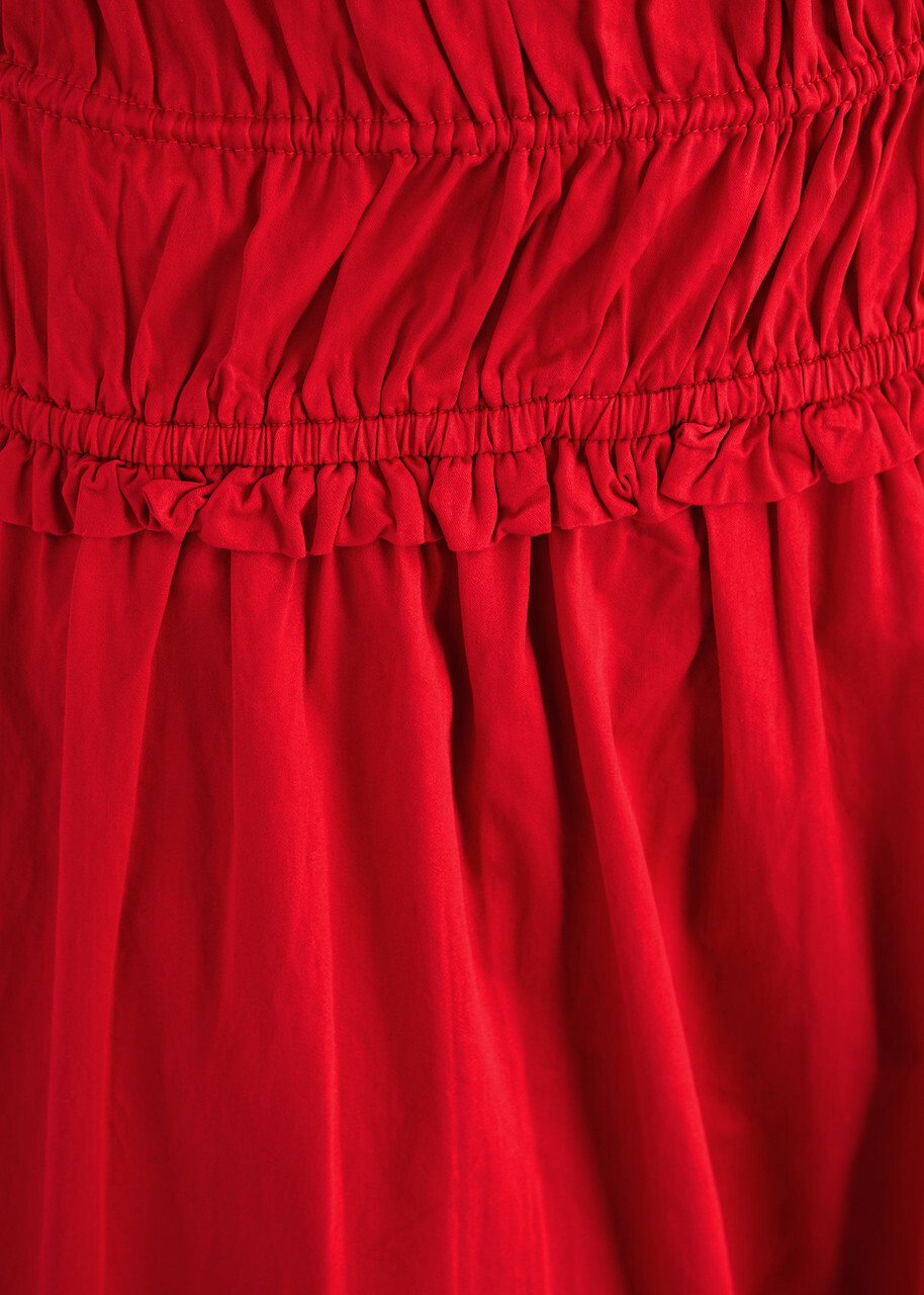 Damson Madder Charlotte Gathered Cotton Midi Skirt Red