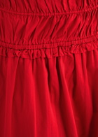 Damson Madder Charlotte Gathered Cotton Midi Skirt Red