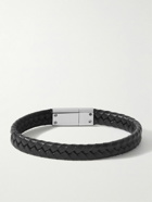 Paul Smith - Logo-Engraved Braided Leather and Silver-Tone Bracelet