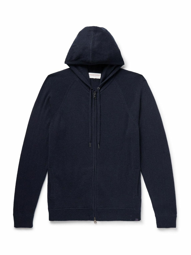 Photo: Derek Rose - Finley Cashmere Zip-Up Hoodie - Blue