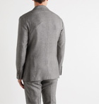 Brunello Cucinelli - Unstructured Double-Breasted Prince of Wales Checked Cashmere and Silk-Blend Suit Jacket - Gray