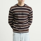 No Problemo Men's Logo Striped Long Sleeve T-Shirt in Brown