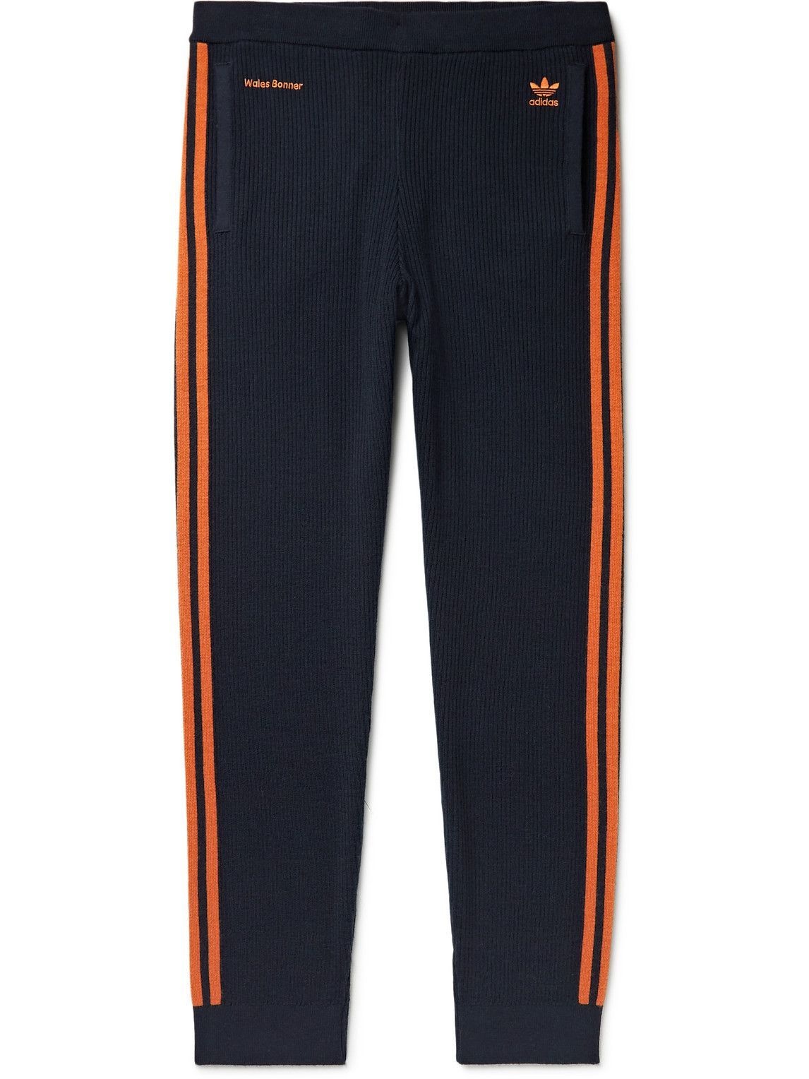 Photo: adidas Consortium - Wales Bonner Tapered Striped Ribbed Wool-Blend Sweatpants - Blue