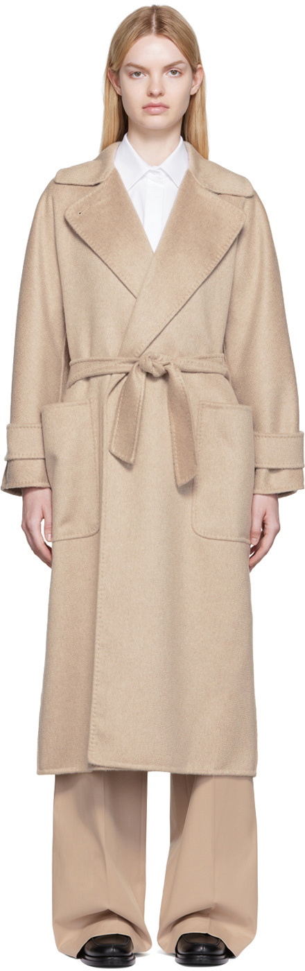 Manteau Max Mara Beige Taille 10 UK - Capuche - Laine Angora - Occasion Très Bon état