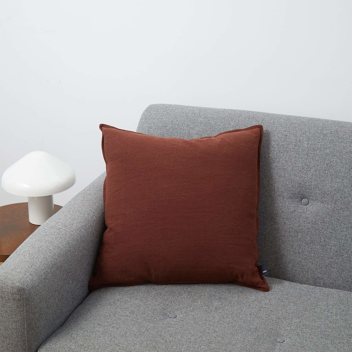 HAY Linen Cushion - 50x50cm in Iron Red 