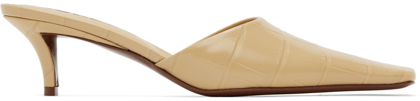 Jil Sander Beige Square Toe Mules Jil Sander
