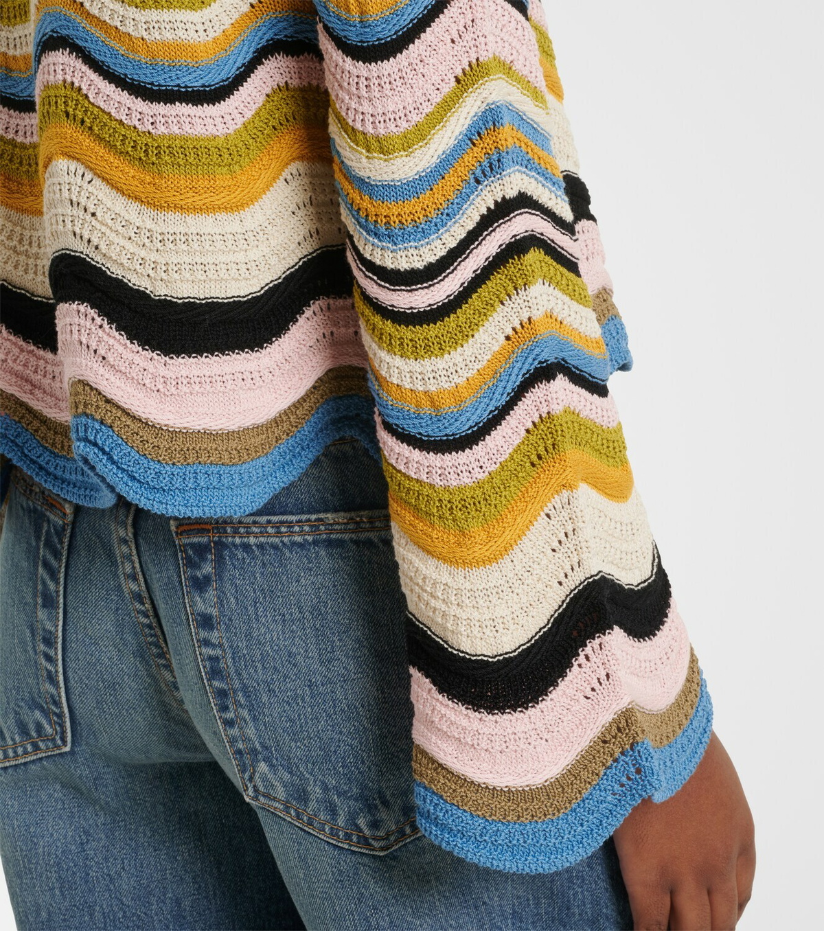 La DoubleJ Chevron crochet cotton sweater