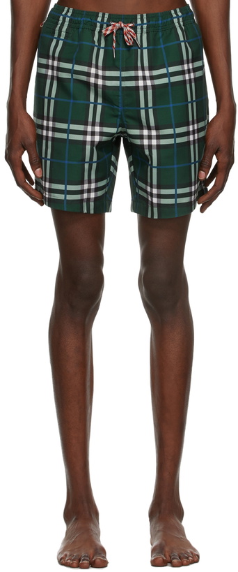 Photo: Burberry Green Check Print Swim Shorts