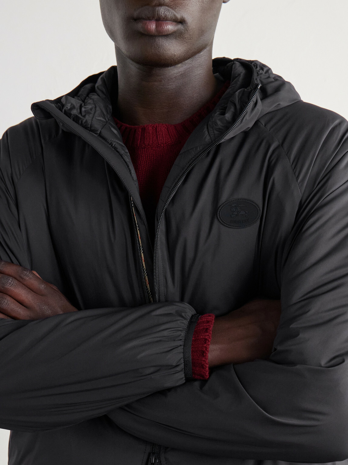 Burberry - Logo-Appliquéd Shell Hooded Jacket - Black