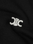 CELINE - Logo-Embroidered Cotton and Cashmere-Blend Zip-Up Hoodie - Black
