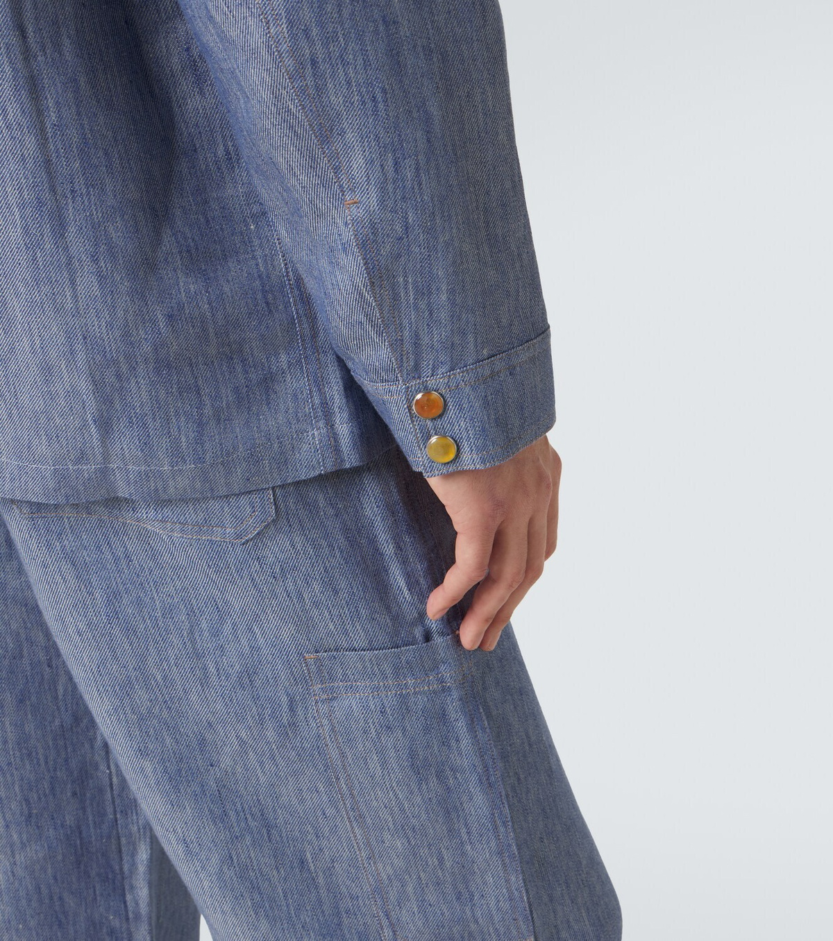 God's True Cashmere Linen denim jacket with carnelian
