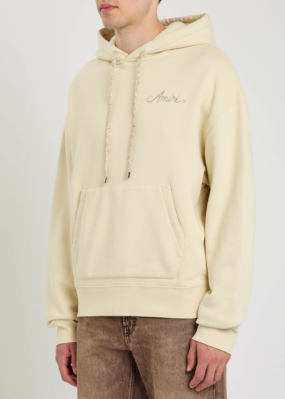 Amiri Ma Quad Checkerboard Logo-embroidered Hooded Cotton Sweatshirt Off White