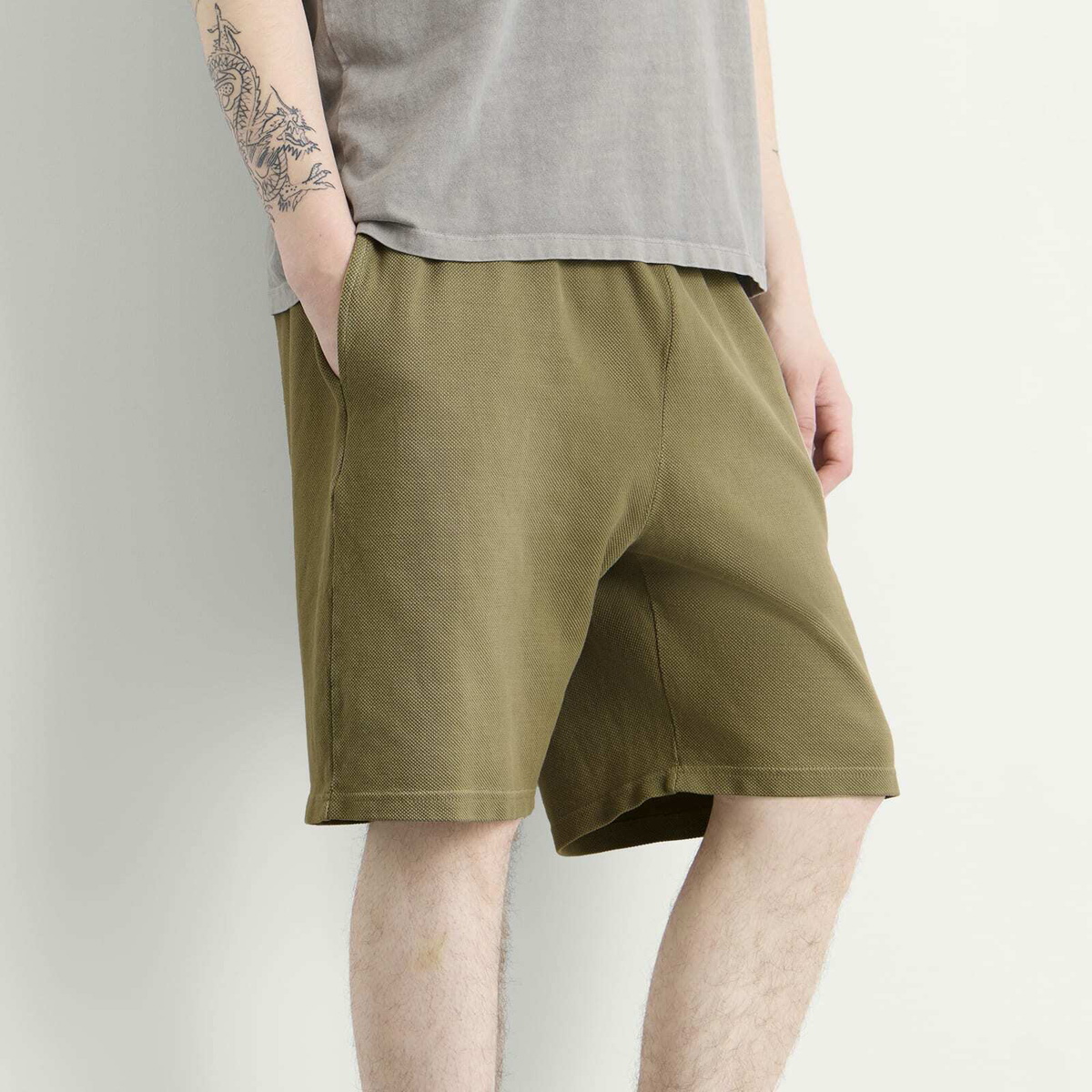 Les Tien Men's Pique Cotton Rider Short in Military Ice
