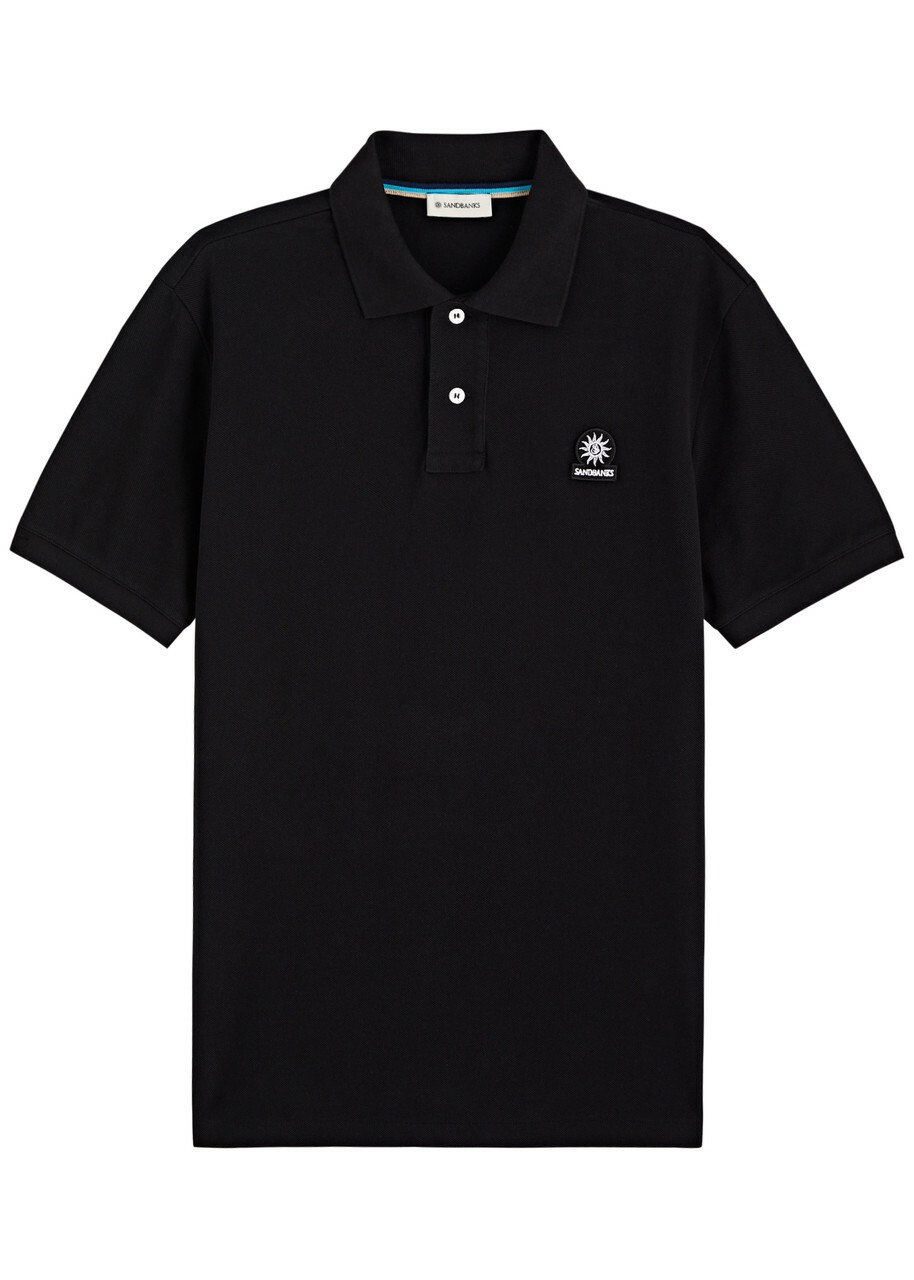 Sandbanks Logo Piqué Cotton Polo Shirt Black