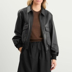 Nothing Written Women's Classic Leather Flight Jacket in Black