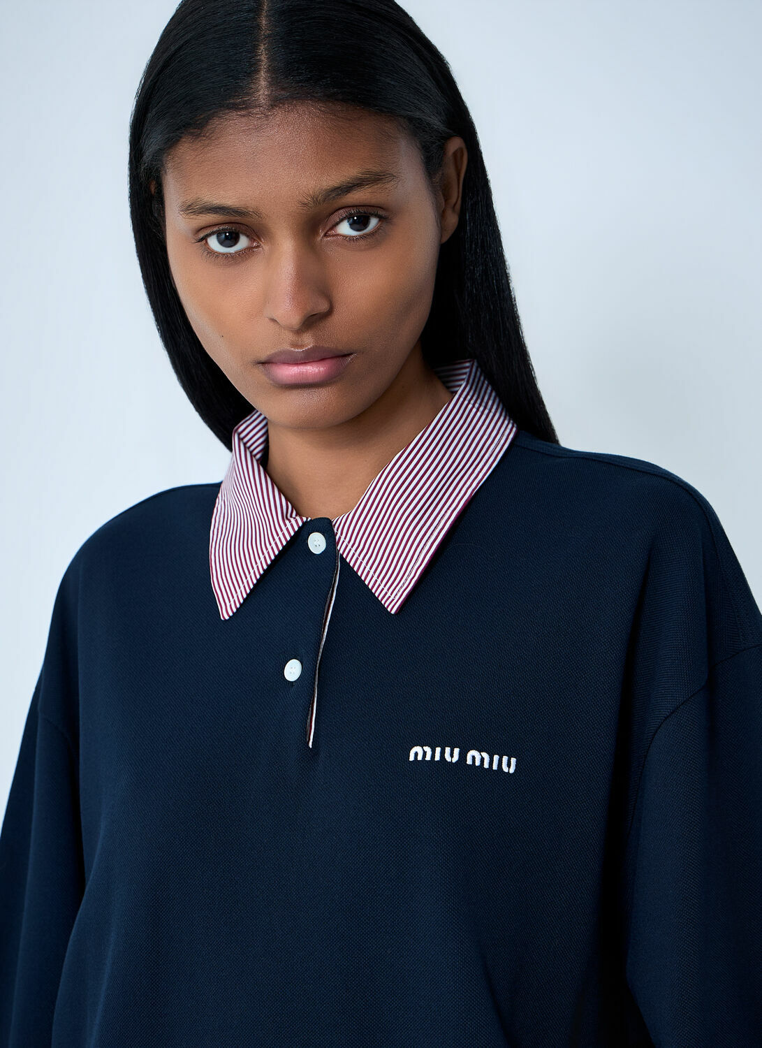 Miu Miu Collared Long Sleeve Polo Shirt