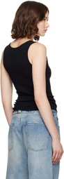 Versace Black Safety Pin Ribbed Tank Top