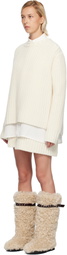 sacai Off-White Double-Faced Silk Cotton & Wool Knit Minidress