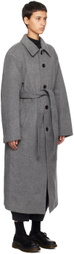 AMOMENTO Gray Belted Coat