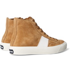 TOM FORD - Cambridge Leather-Trimmed Suede High-Top Sneakers - Men - Tan