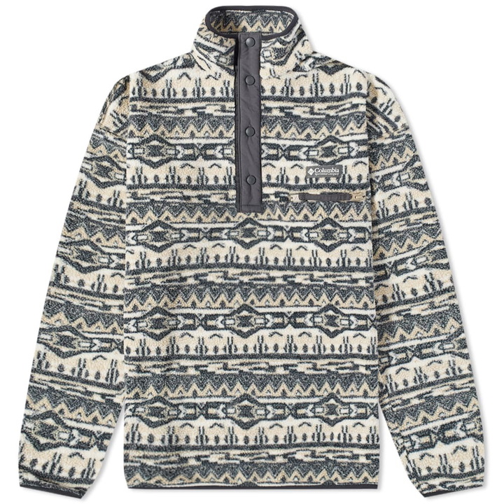 Photo: Columbia Men's Helvetia Half Snap Fleece in Ancient Fossil 80S Stripe