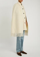 Toteme Fringed Wool-blend Cape Coat White