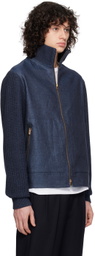 Agnona Navy Paneled Bomber Jacket