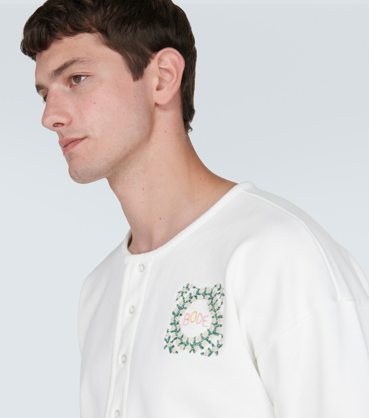 Bode Daisy Never Tell cotton Henley shirt Bode