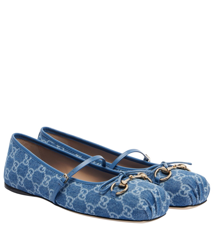 Photo: Gucci Gucci Horsebit GG denim ballet flats