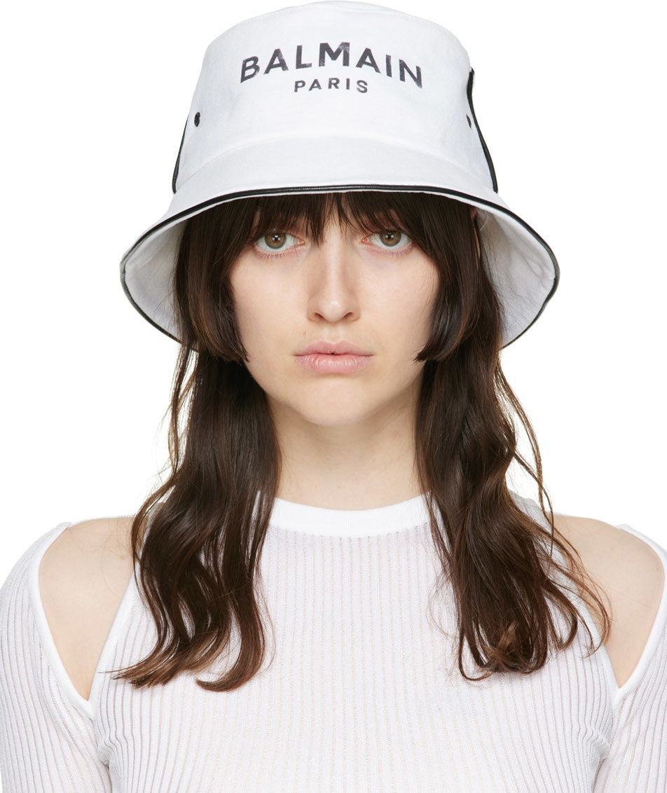 Balmain White B-Army Bucket Hat Balmain