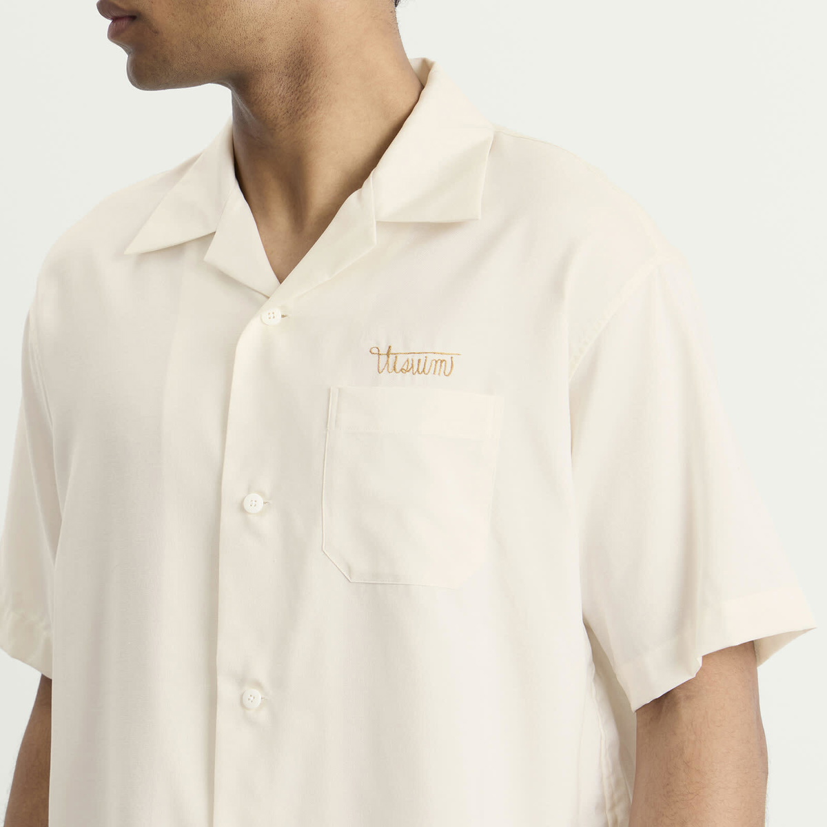 Visvim Men's Copa Silk Short Sleeve Shirt in Ivory Visvim
