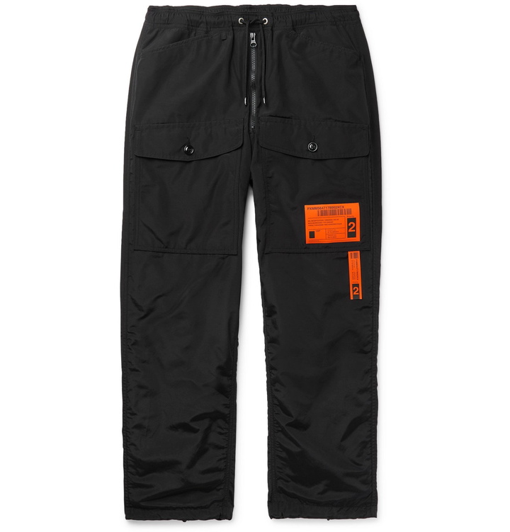 Photo: Neighborhood - Black Wide-Leg Appliquéd Shell Cargo Trousers - Black