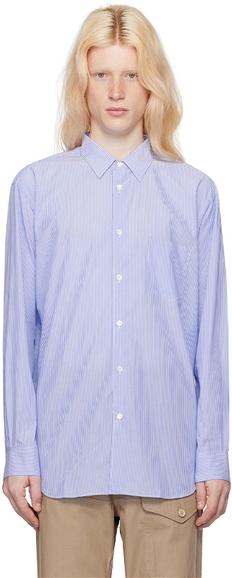 Photo: Comme des Garçons Shirt Blue Striped Shirt