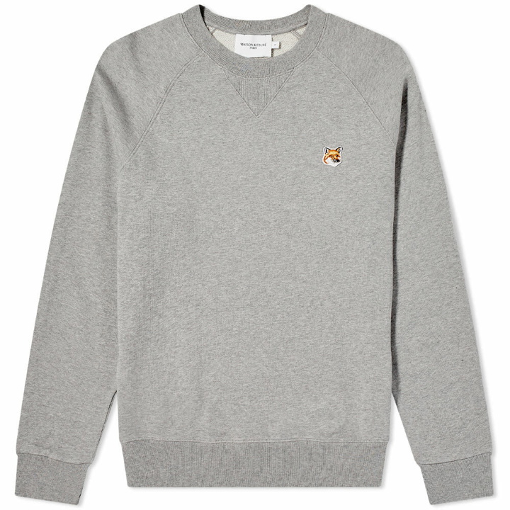 Photo: Maison Kitsuné Men's Fox Head Patch Crew Sweat in Grey Melange