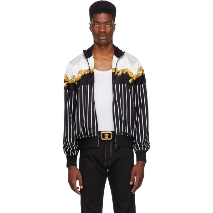 Photo: Versace Black and White Brocade Striped Jacket