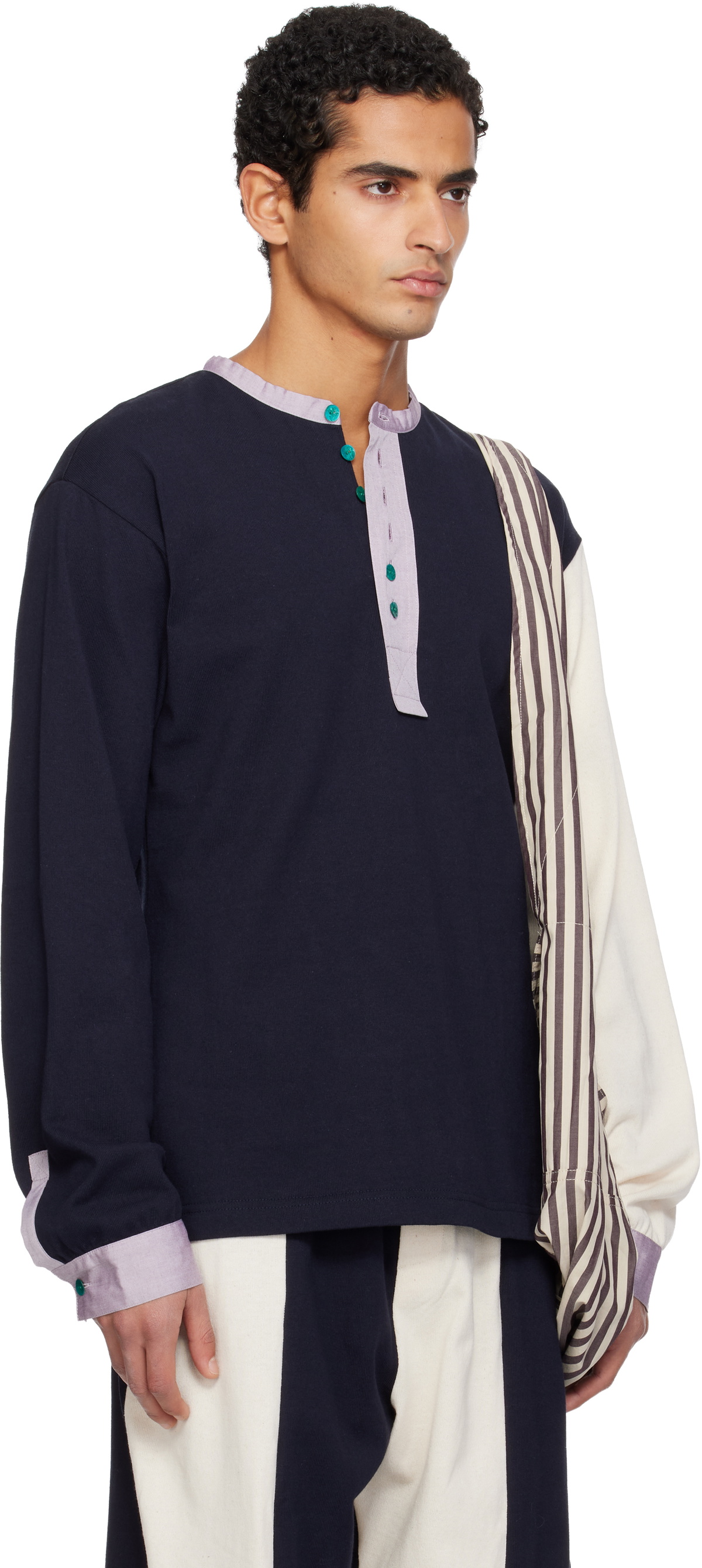 SC103 SSENSE Exclusive Navy & Off-White Guardian Henley