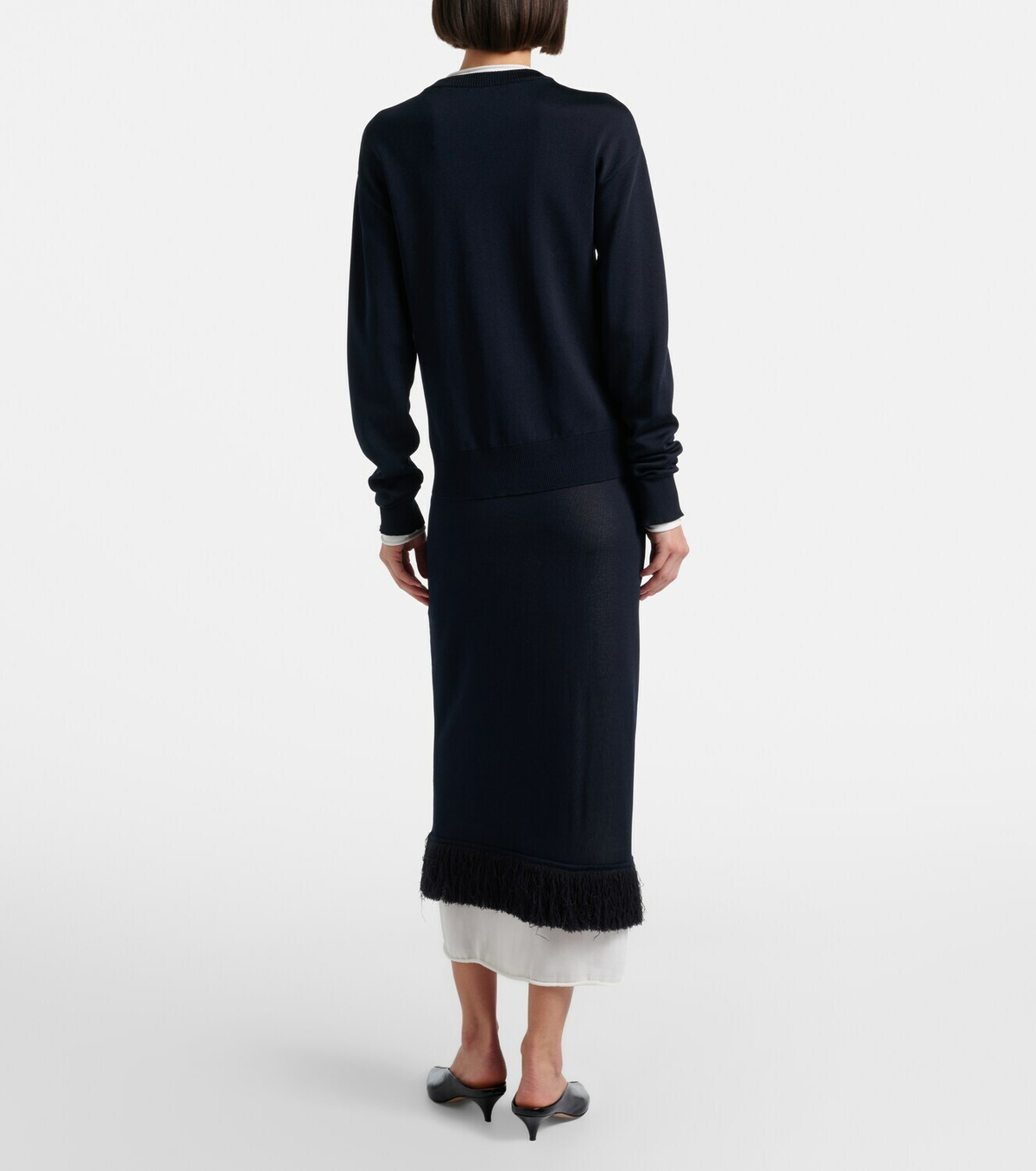 Bottega Veneta Knitted silk midi skirt