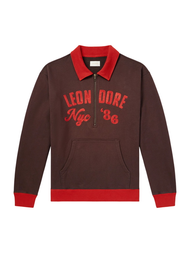 Photo: Aimé Leon Dore - Tour Logo-Embroidered Cotton-Jersey Half-Zip Sweater - Brown