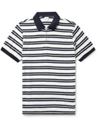 ONIA - Zach Striped Cotton-Blend Terry Polo Shirt - Blue