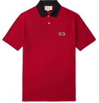 Gucci - Logo-Embroidered Stretch-Cotton Piqué Polo Shirt - Red