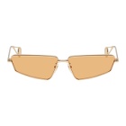 Gucci Gold and Orange Rectangular Sunglasses