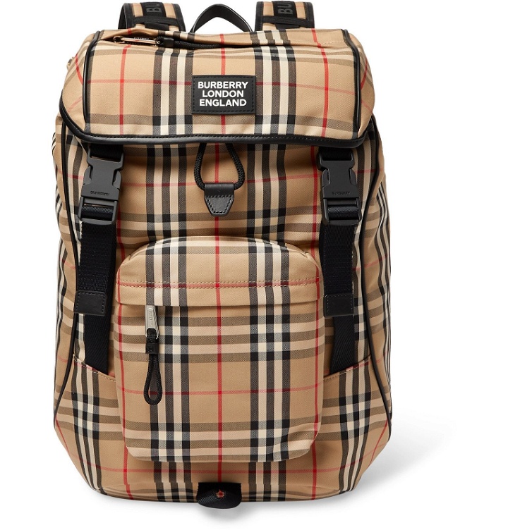 Photo: Burberry - Logo-Appliquéd Checked Canvas Backpack - Brown