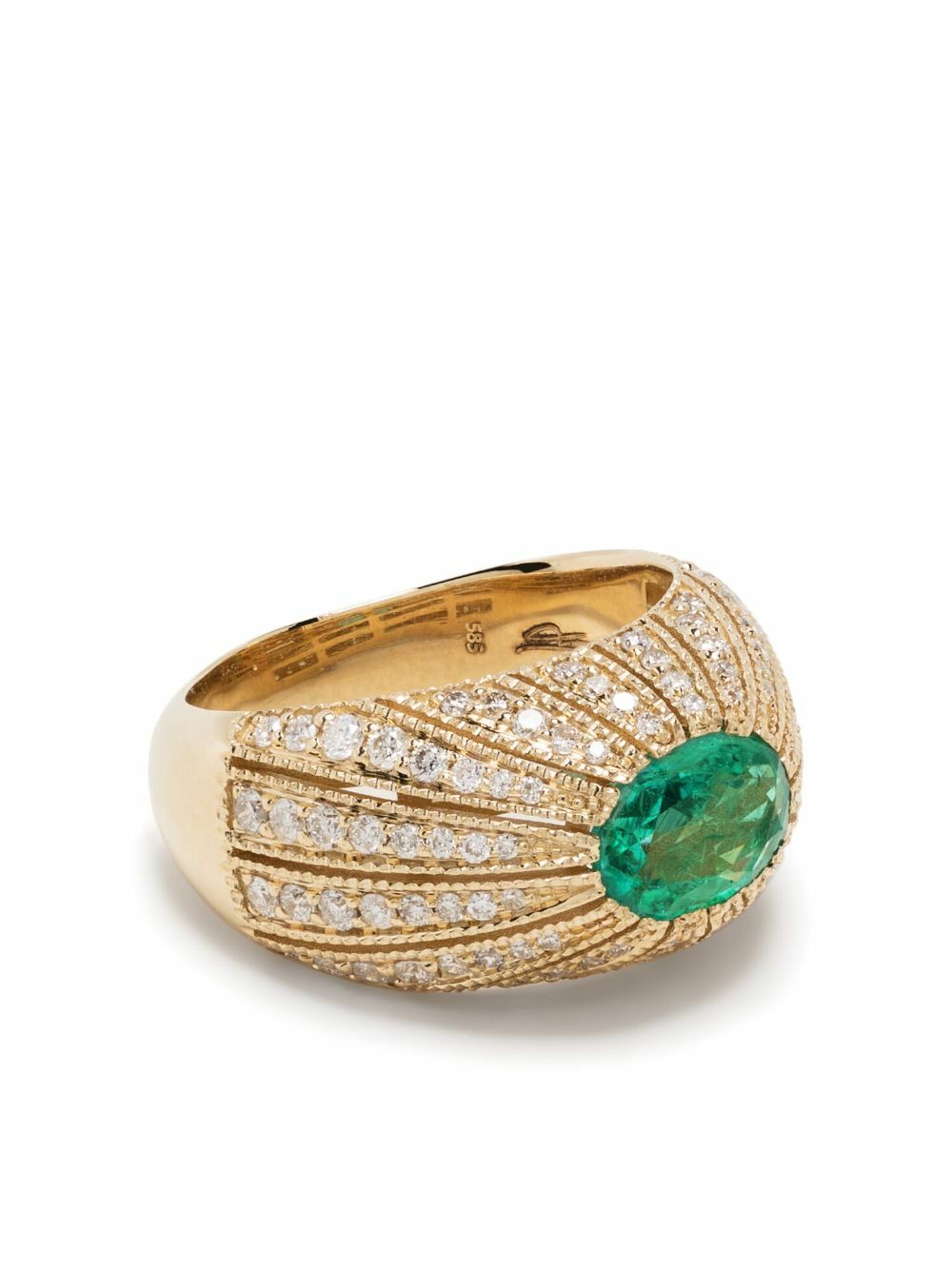 Jacquie Aiche 14K Yellow Gold Diamond And Emerald Ring