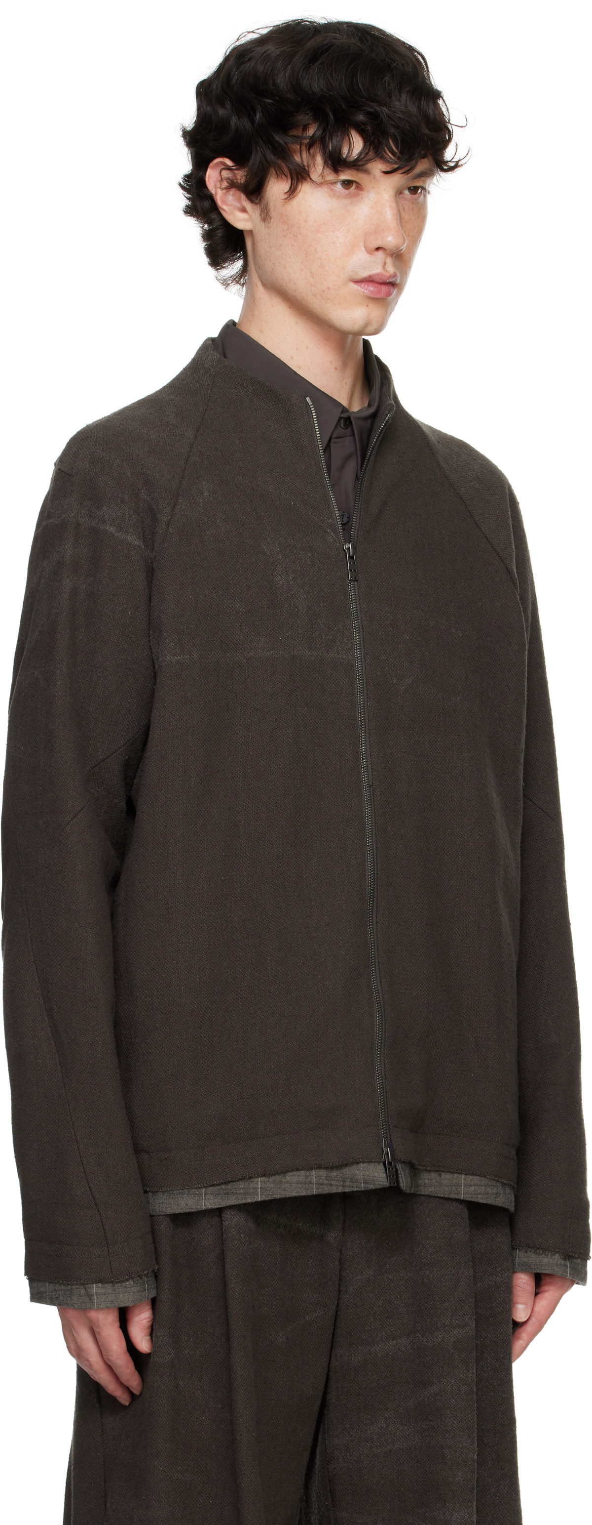 DEVOA Gray Basket-Woven Jacket