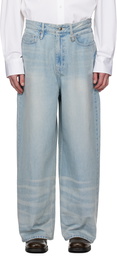 WOOYOUNGMI Blue Wide Washed Jeans