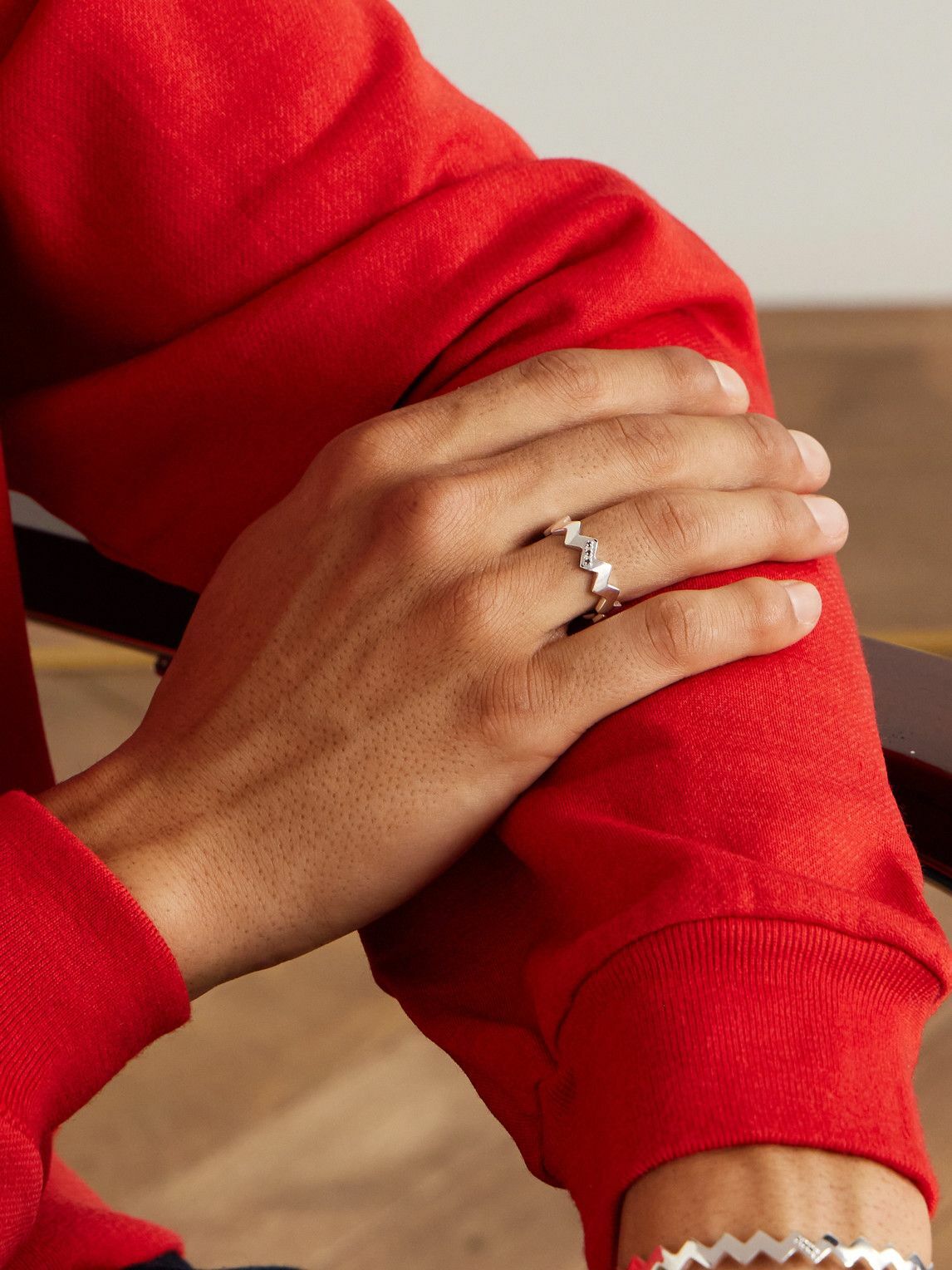 Mikia - Snake Sterling Silver Diamond Ring - Silver