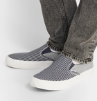 Vans - Vans Vault 59 LX Suede-Trimmed Striped Denim Slip-On Sneakers - Blue