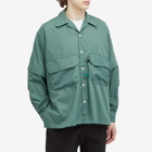 DAIWA Men's Tech Sports Open Collar Shirt in Dark Green Check